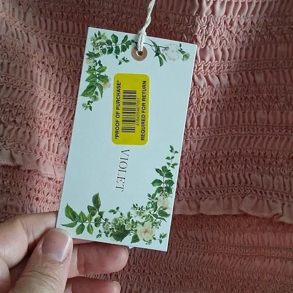 Chelsea & Violet NWT Pink Smocked Bow Shoulder Dress XS - Picture 5 of 7